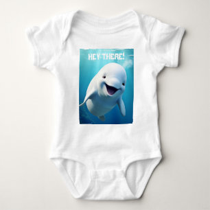 Body Para Bebé Ballena Beluga Caricatura Azul Verde Océano Ártico
