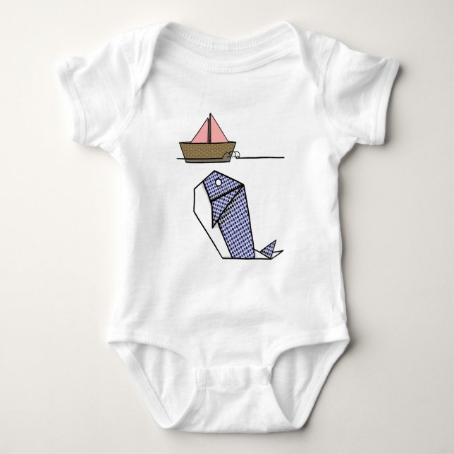 Body Para Bebé Ballena de papel de carpeta corta (Anverso)