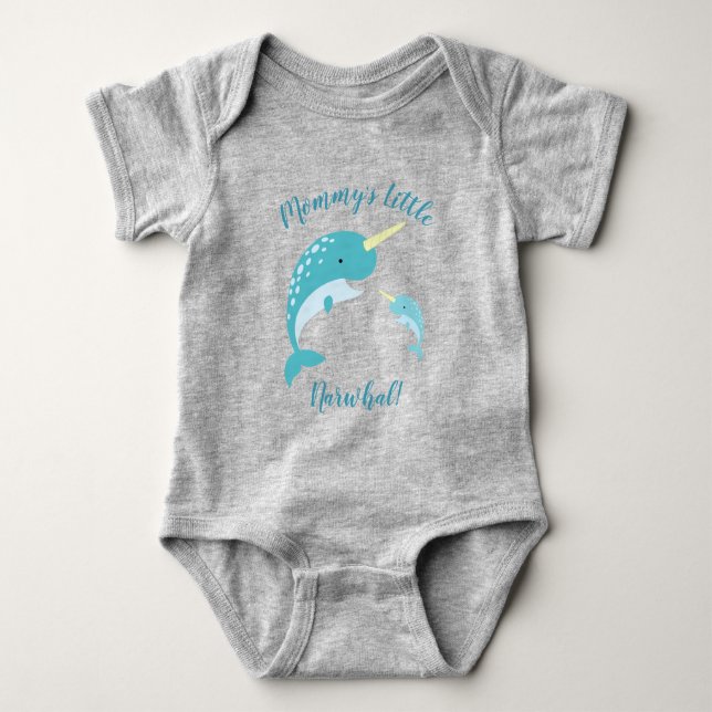 Body Para Bebé Ballena neutra de género amarillo de Narwhal Baby  (Anverso)