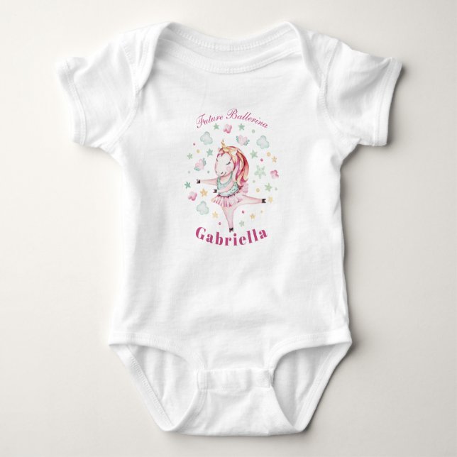 Body Para Bebé Ballerina Cute Personalizada Unicorn Niña (Anverso)