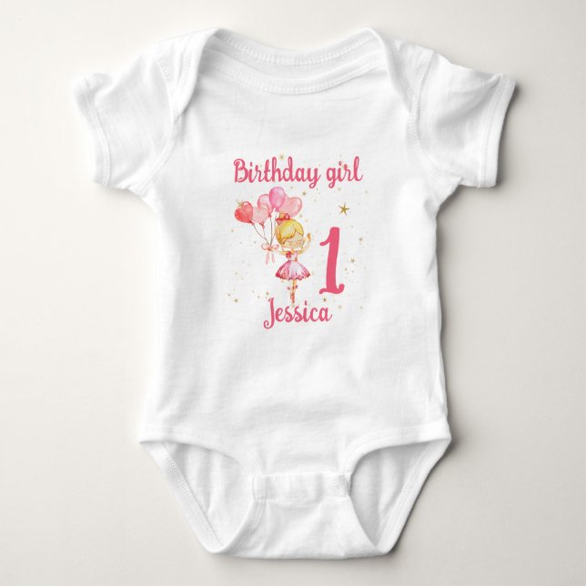 Body Para Bebé Ballerina Pink Birthday (Anverso)
