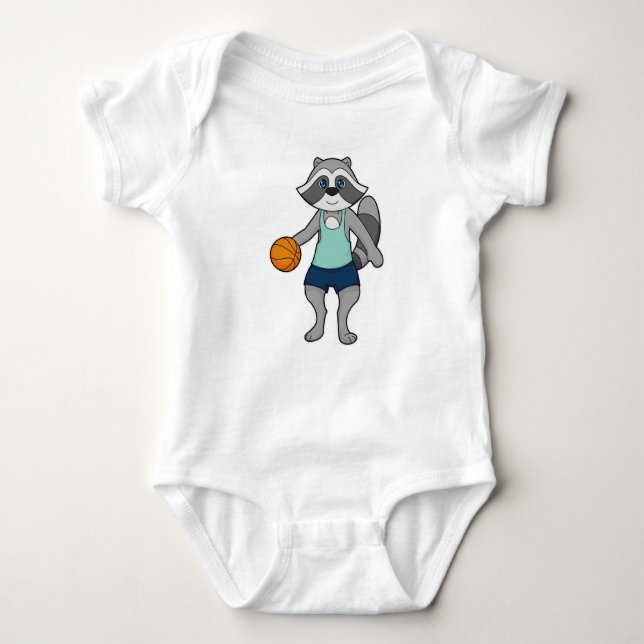 Body Para Bebé Baloncestista Racoon (Anverso)
