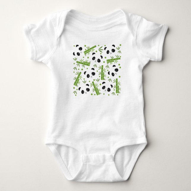 Body Para Bebé bambú verde de oso panda (Anverso)