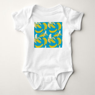 Body Para Bebé Bananas amarillas, patrón de fondo azul