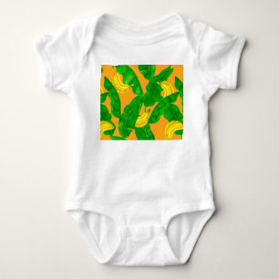 Body Para Bebé Bananas y hojas diseño de acuarela