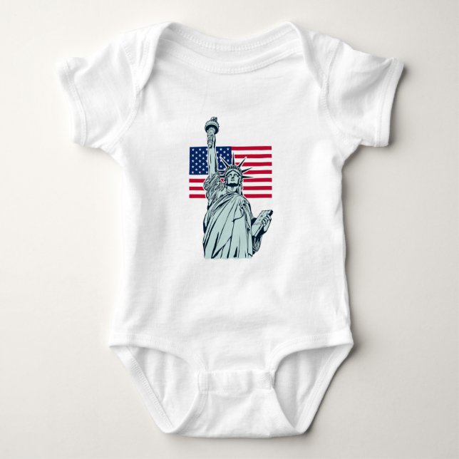 Body Para Bebé Bandera Americana con Lady Liberty  (Anverso)