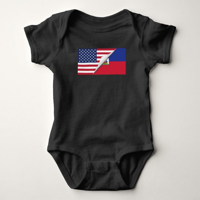 Body Para Bebé Bandera americana haitiana (Anverso)