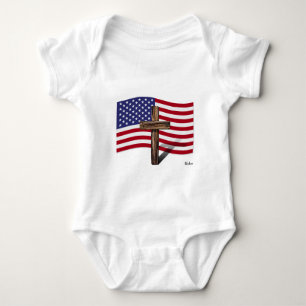 Body Para Bebé Bandera Americana y Cruz Rústica
