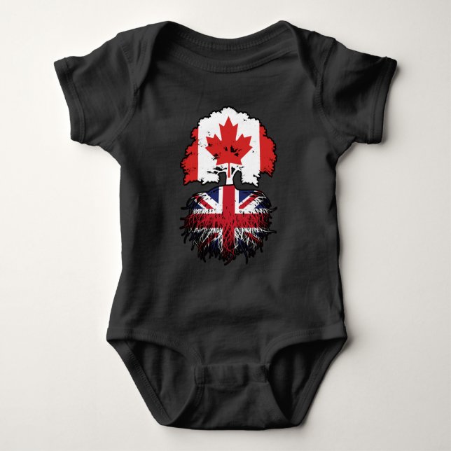 Body Para Bebé Bandera británica canadiense de árboles en Canadá (Anverso)