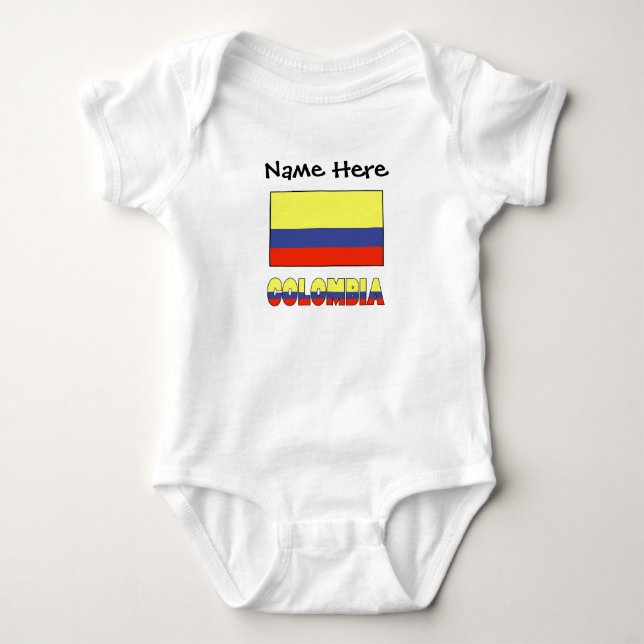 Body Para Bebé Bandera colombiana con tu nombre (Anverso)