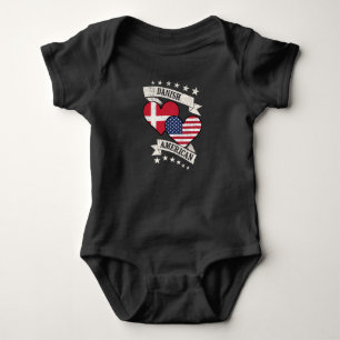 Body Para Bebé Bandera Danesa Americana Corazones Dinamarca Améri