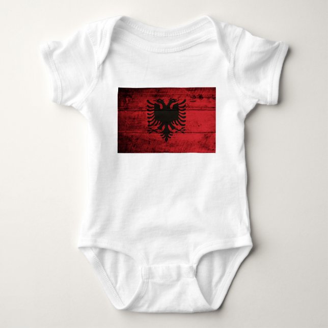 Body Para Bebé Bandera de Albania de madera antigua (Anverso)