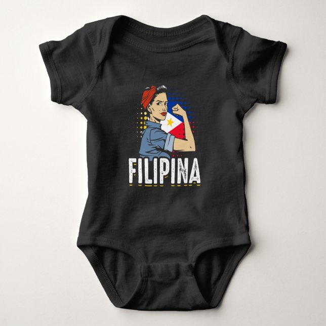 Body Para Bebé Bandera de Filipinas de una mujer filipina orgullo (Anverso)