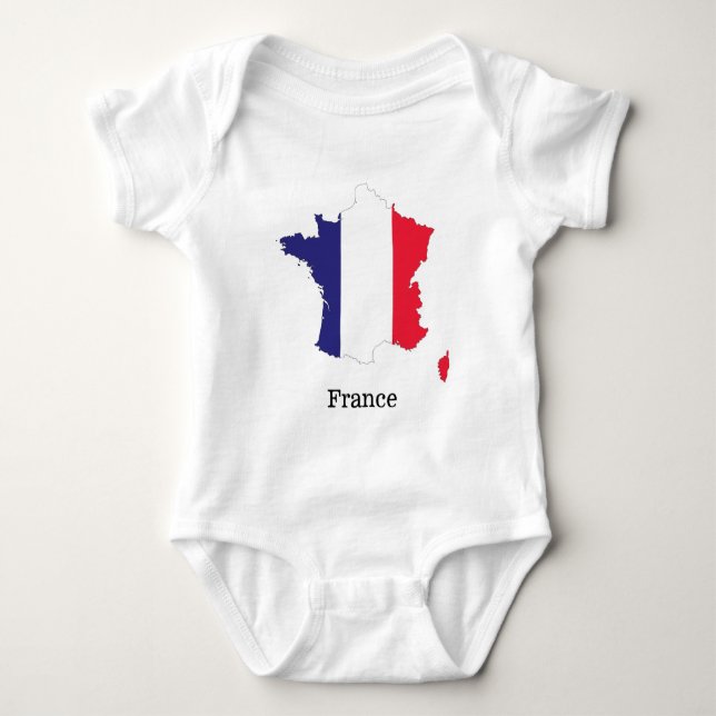 Body Para Bebé Bandera de Francia en diseño de recuerdos de mapas (Anverso)