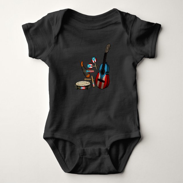 Body Para Bebé Bandera de Puerto Rico | Instrumentos tradicionale (Anverso)
