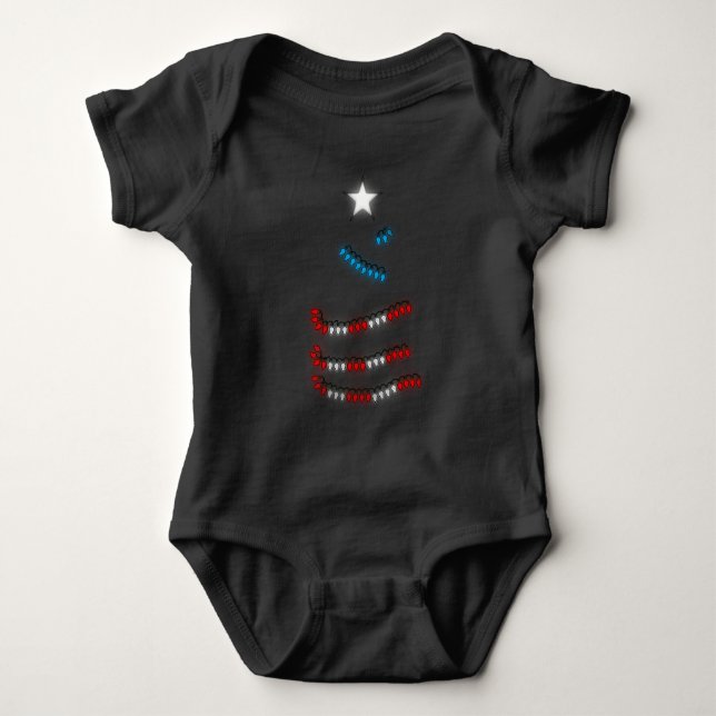 Body Para Bebé Bandera de Puerto Rico navideña enciende Navidad B (Anverso)
