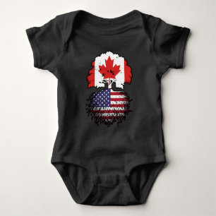 Body Para Bebé Bandera de raíces de árbol de Canadá estadounidens