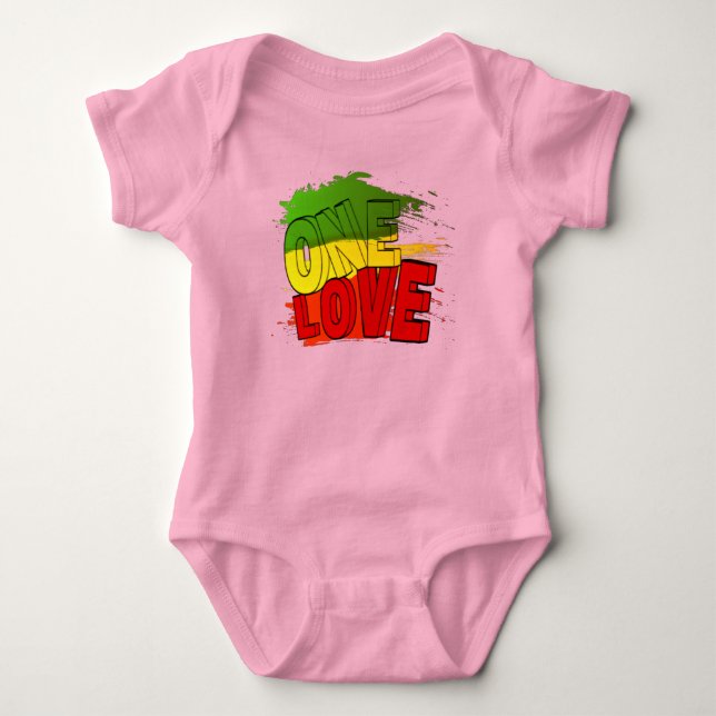 Body Para Bebé Bandera de reggae, Un amor, Rasta (Anverso)