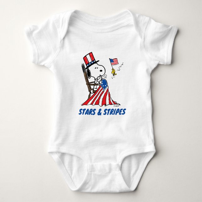 Body Para Bebé Bandera de Snoopy Sgire el 4 de julio (Anverso)