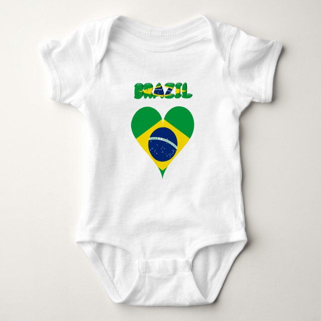 Body Para Bebé Bandera del corazón de Brasil (Anverso)
