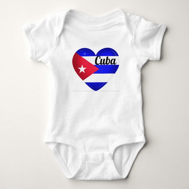 Body Para Bebé Bandera del Corazón de Cuba (Anverso)