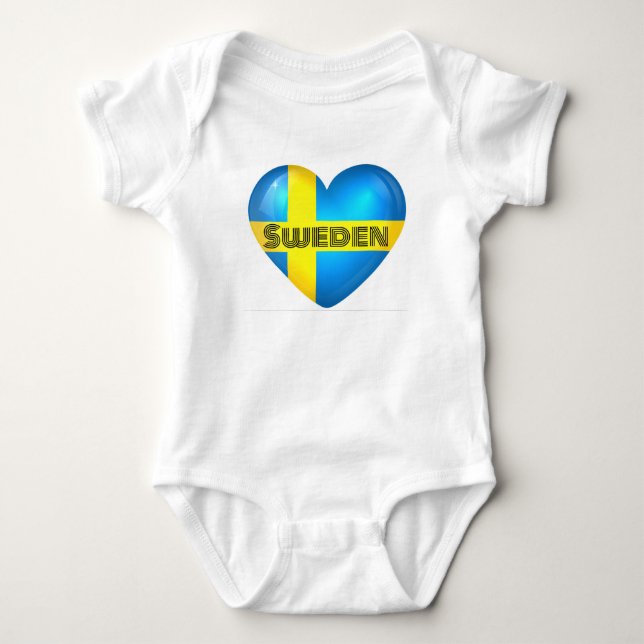 Body Para Bebé Bandera del Corazón de Suecia (Anverso)