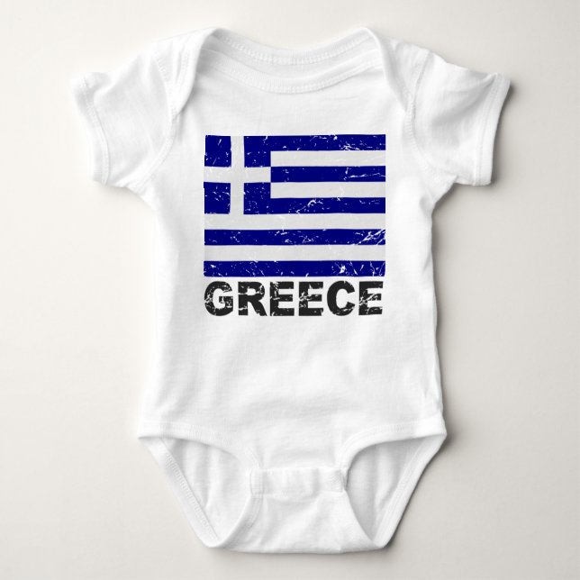 Body Para Bebé Bandera del vintage de Grecia (Anverso)