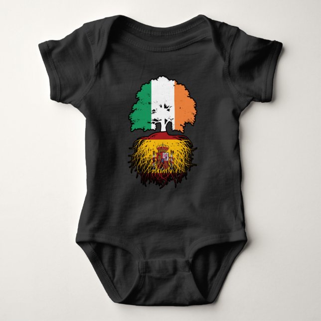 Body Para Bebé Bandera española de raíces de árboles de Irlanda i (Anverso)