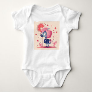 Body Para Bebé Bandera estadounidense con Personalizado Flamingo-