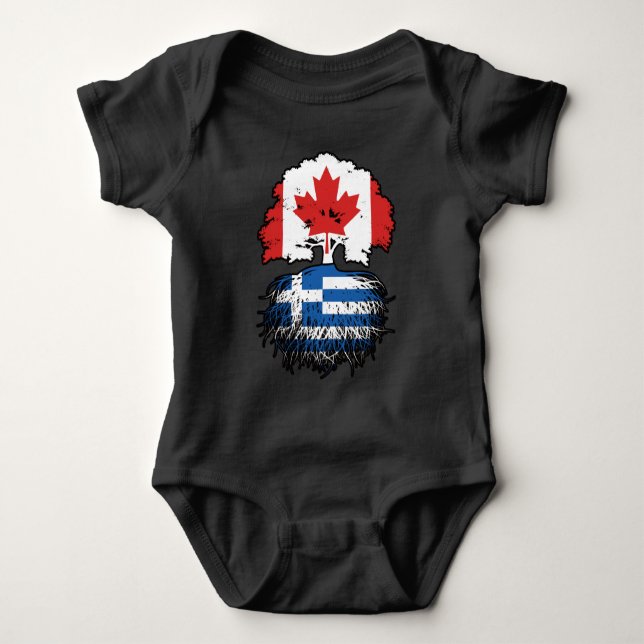 Body Para Bebé Bandera griega canadiense de árboles (Anverso)