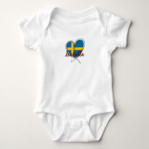 Body Para Bebé Bandera moderna de Suecia Nombre personalizado Cor