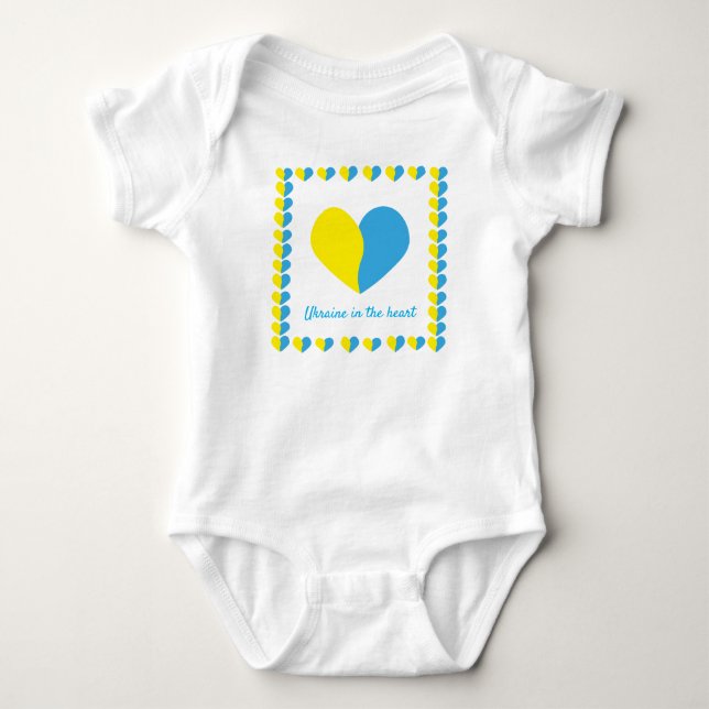 Body Para Bebé Bandera ucraniana en diseño simple de corazón (Anverso)