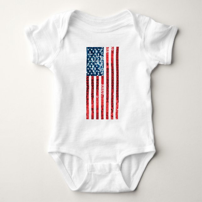 Body Para Bebé bandera vertical americana (Anverso)
