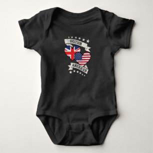 Body Para Bebé Banderas británicas estadounidenses del corazón Re