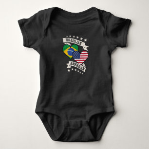 Body Para Bebé Banderas de corazón brasileñas estadounidenses Bra