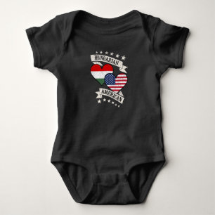 Body Para Bebé Banderas húngaras norteamericanas de corazón de Hu