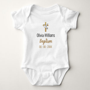 Body Para Bebé Baptismo con Keepsake cruzado y con palo