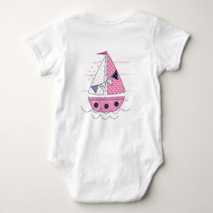 Body Para Bebé Barco de vela chica portilla rosa blanco lunares 