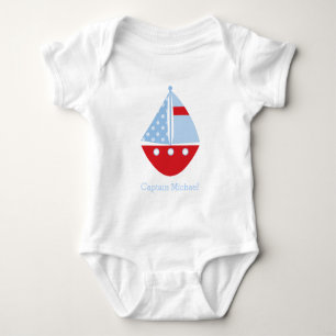 Body Para Bebé Barco de vela rojo y azul