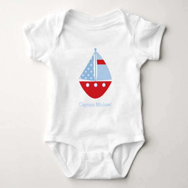 Body Para Bebé Barco de vela rojo y azul (Anverso)