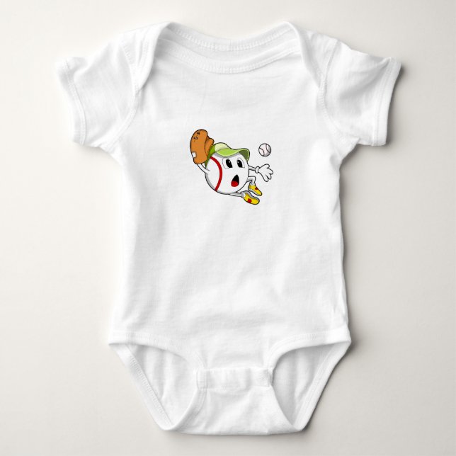 Body Para Bebé Baseball ball with Baseball glove & Cap (Anverso)