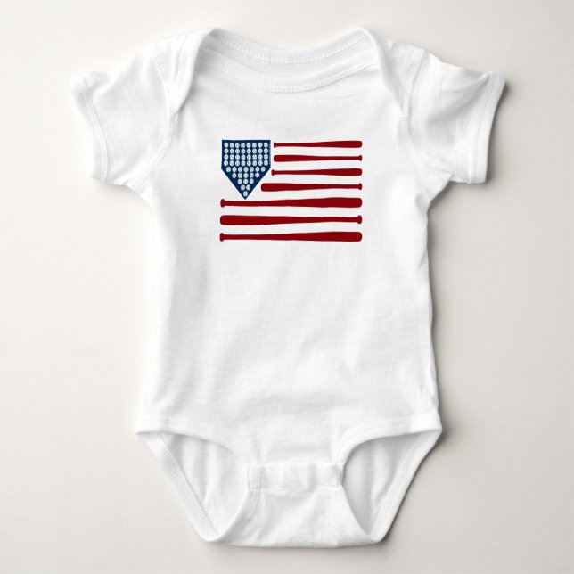 Body Para Bebé Baseball USA Flag Bats & Bolas - GraphicLoveShop (Anverso)