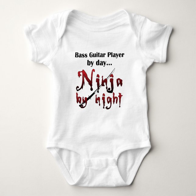 Body Para Bebé Bass Guitar Ninja (Anverso)