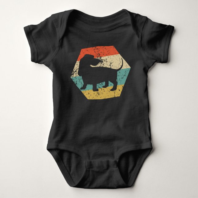 Body Para Bebé Basset Hound Dog Breed Retro Distressed Hexagon (Anverso)