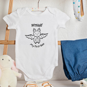 Body Para Bebé 🦇 Bat de Halloween y Calabaza Mi Primer Boo!