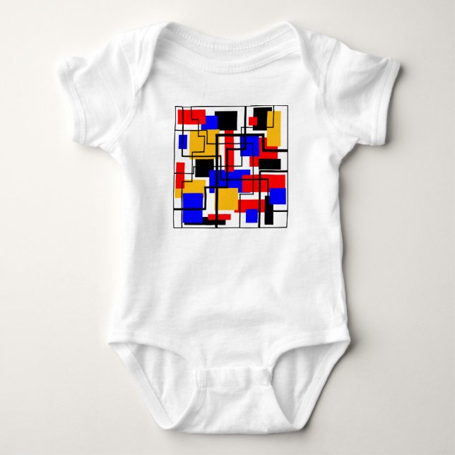 Body Para Bebé Bauhaus Rectangles and Lines - White (Anverso)