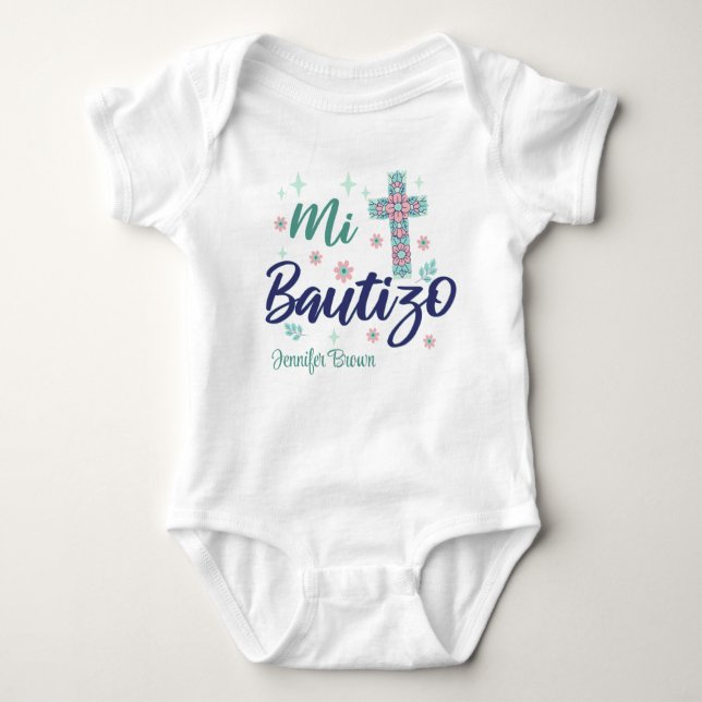 Body Para Bebé Bautismo infantil personalizado, mi bautizo españo (Anverso)