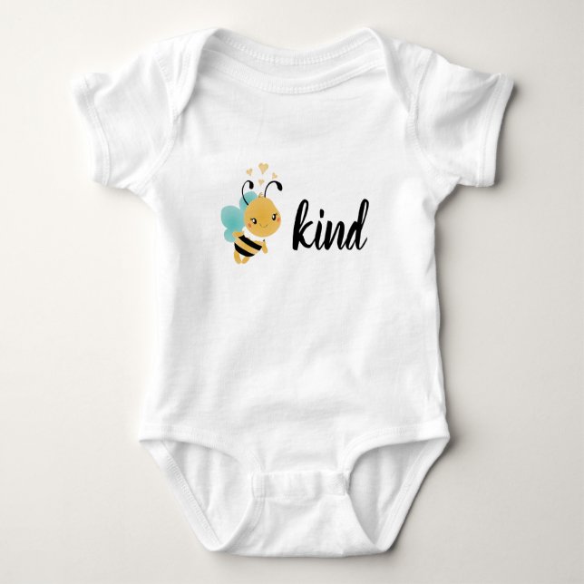 Body Para Bebé Be Kind Bumblebee Hearts Yellow Blue (Anverso)