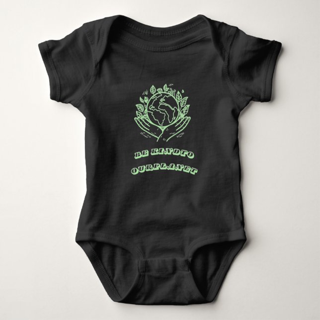 Body Para Bebé Be Kind to Our Planet: Caring Hands Earth Tee (Anverso)