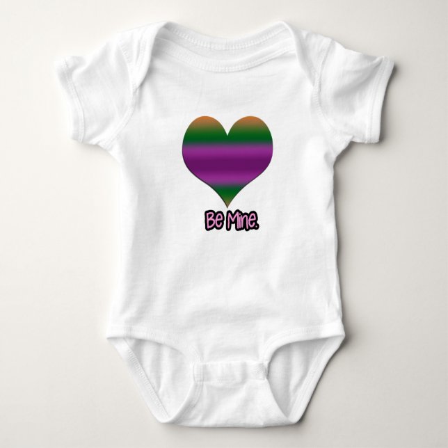 Body Para Bebé Be Mine Valentine Purple Stripe Heart (Anverso)